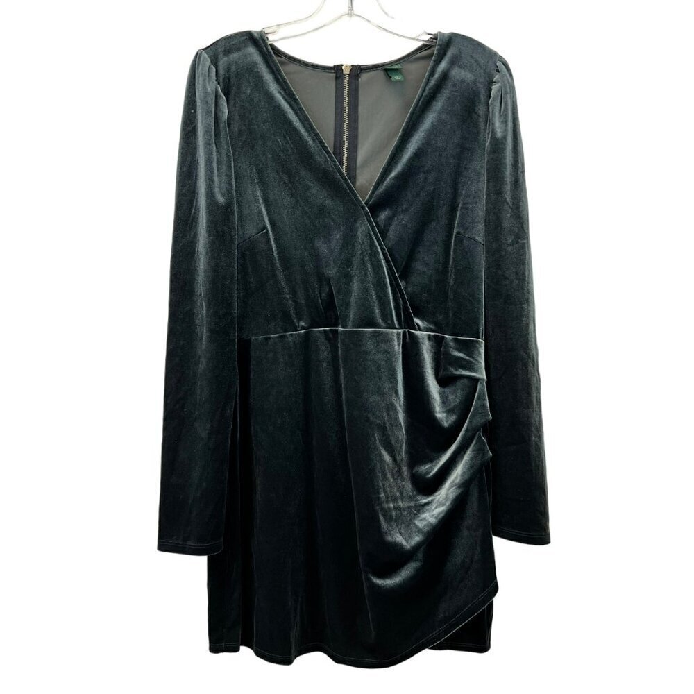 Wild Fable Women’s V-Neck Surplice Long Sleeve A-Line Dress Gray Velour L